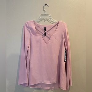 DESIGN LAB pink blouse with cross string front detail. Size Medium